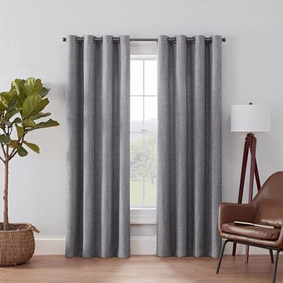 Eclipse Blackout Rowland Window Curtain Panel Light Gray 52in x 84in - Picture 1 of 4